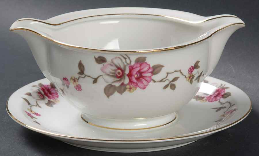 Rosella (Empire) Gravy Boat with Attached Underplate by Meito-1