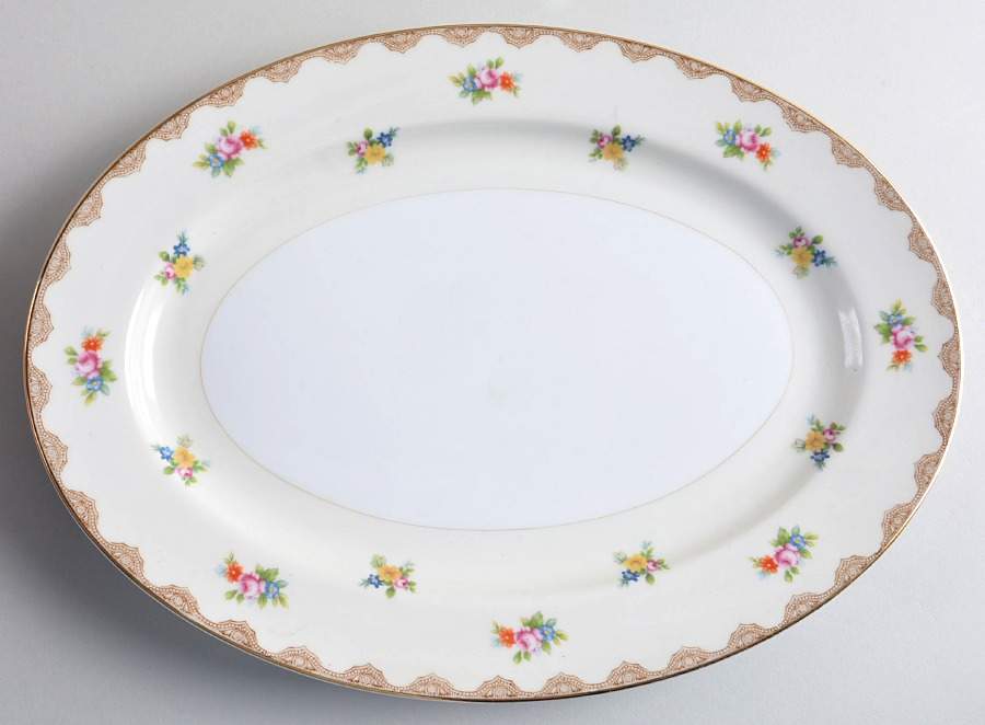 Rosetta 14" Oval Serving Platter by Meito-1