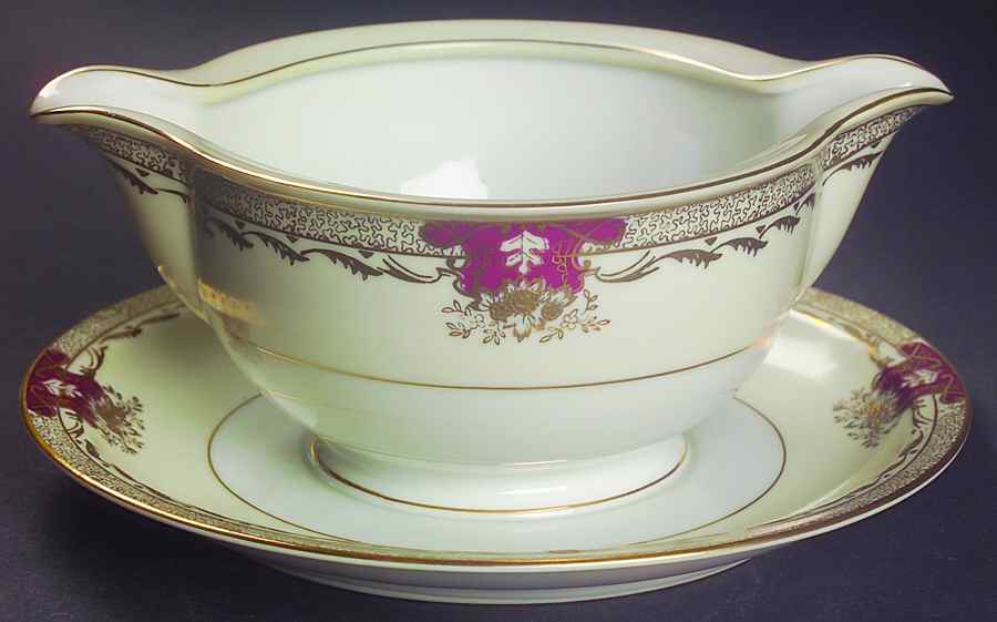 Savona (Empire Shape) Gravy Boat with Attached Underplate by Meito-1