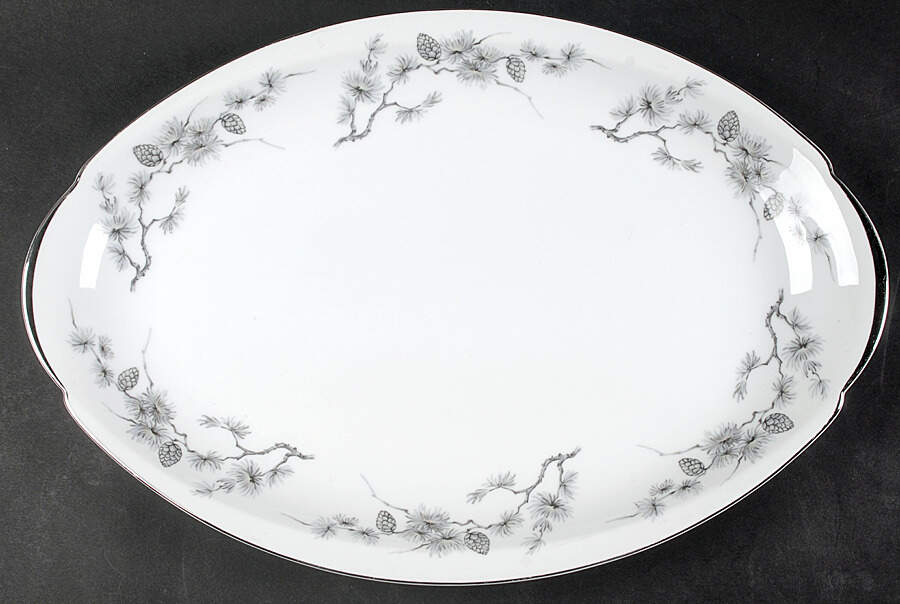Silver Pine 16" Oval Serving Platter by Meito-1