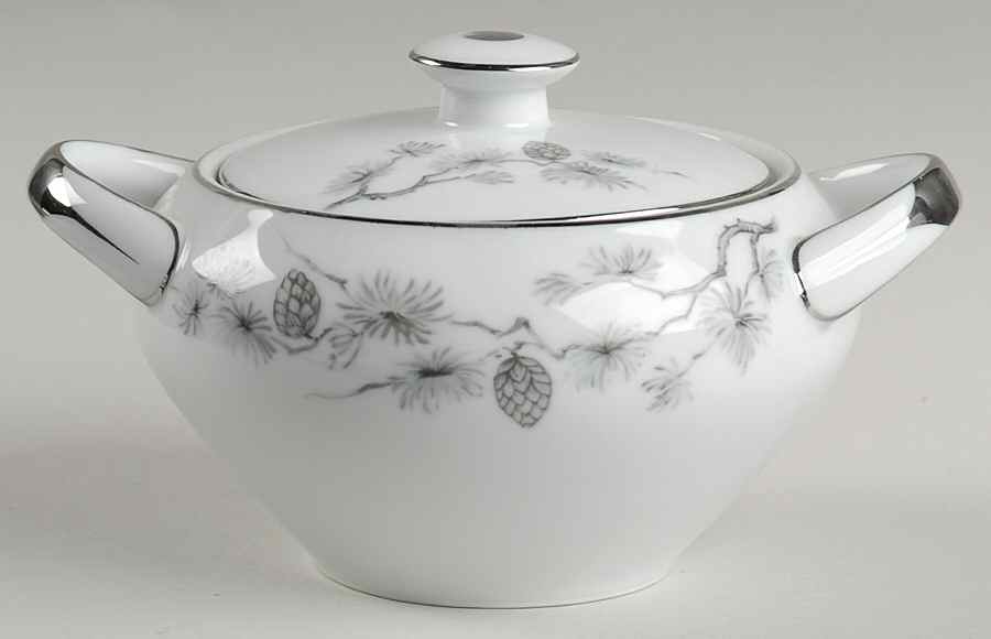 Silver Pine Sugar Bowl & Lid by Meito-1