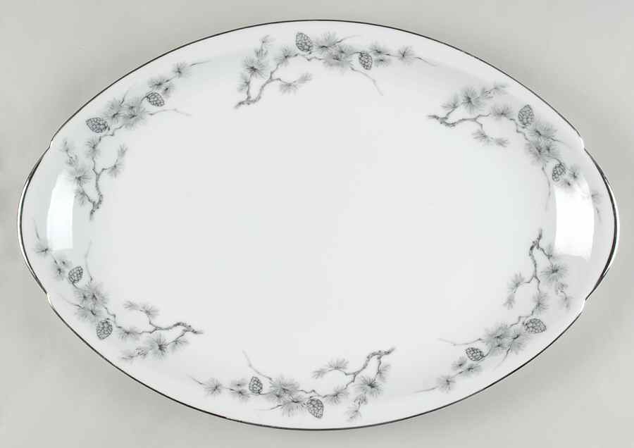 Silver Pine 16" Oval Serving Platter by Meito-1
