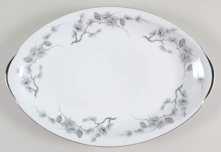 Silver Pine 14" Oval Serving Platter by Meito-1