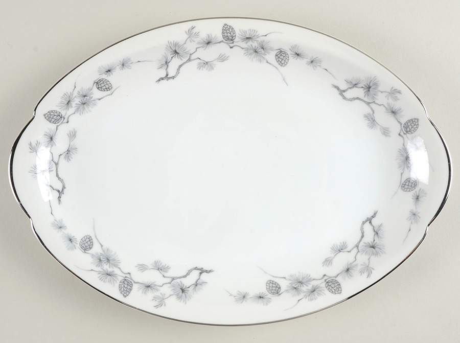 Silver Pine 12" Oval Serving Platter by Meito-1
