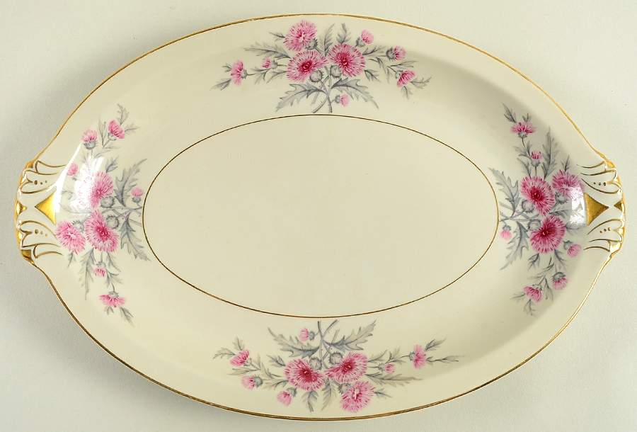 Thistle (Empire Shape) 13" Oval Serving Platter by Meito-1