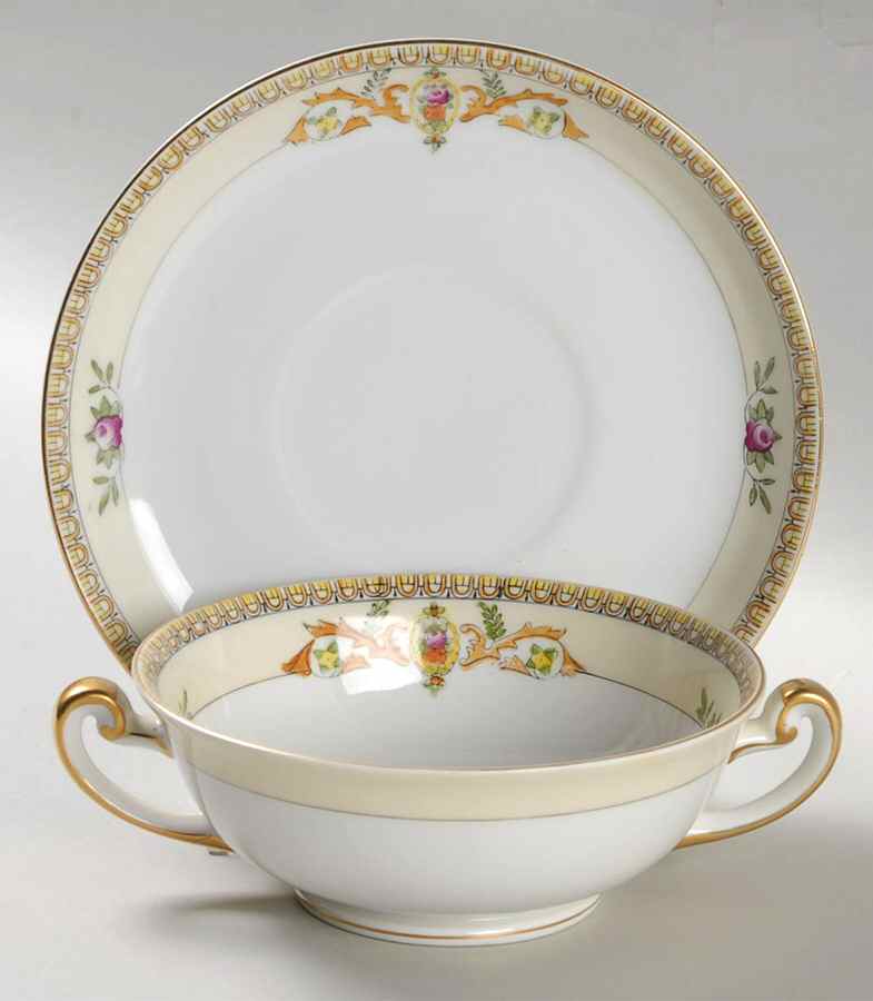 Toledo Flat Cream Soup Bowl & Saucer Set by Meito-1