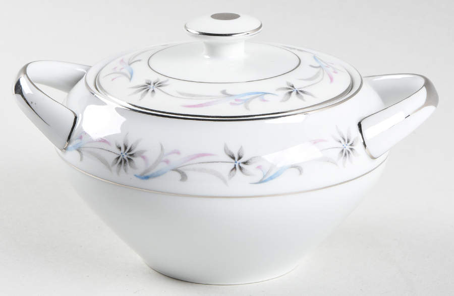 Troy (Blue & Pink Floral) Sugar Bowl & Lid by Meito-1