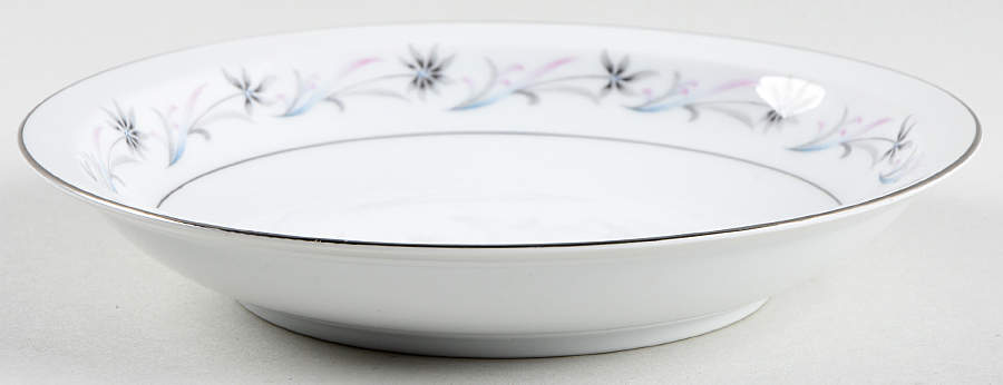Troy (Blue & Pink Floral) Rim Soup Bowl by Meito-1