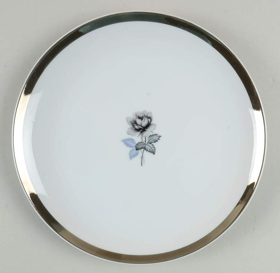 Twilight Rose (Thick Platinum Band) Salad Plate by Meito-1