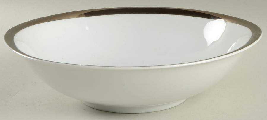 Twilight Rose (Thick Platinum Band) 9" Round Vegetable Bowl by Meito-1