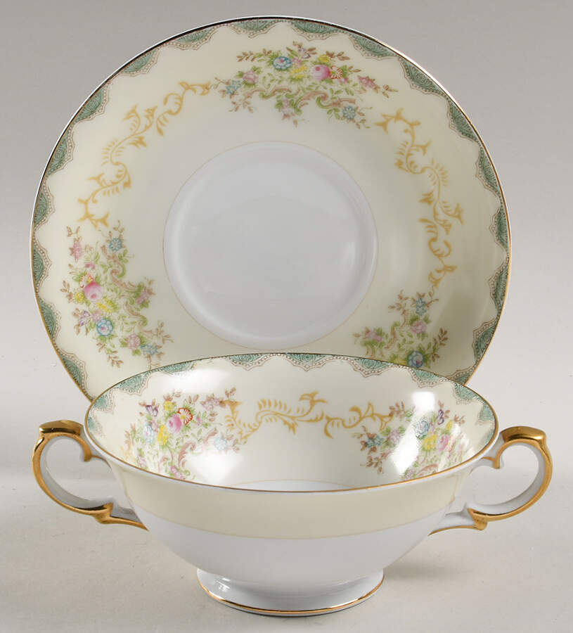 V1848 Footed Cream Soup Bowl & Saucer Set by Meito-1