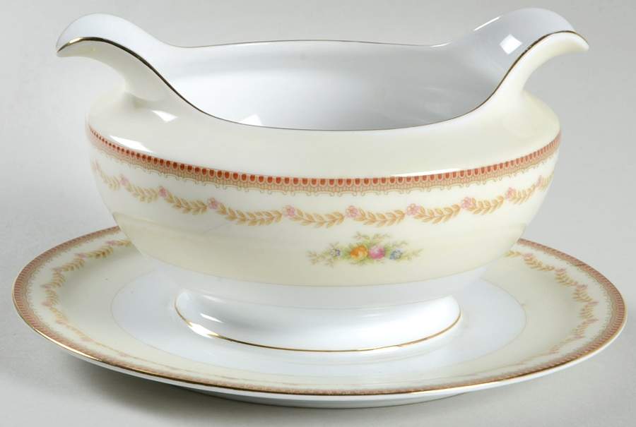 V1881 Gravy Boat with Attached Underplate by Meito-1