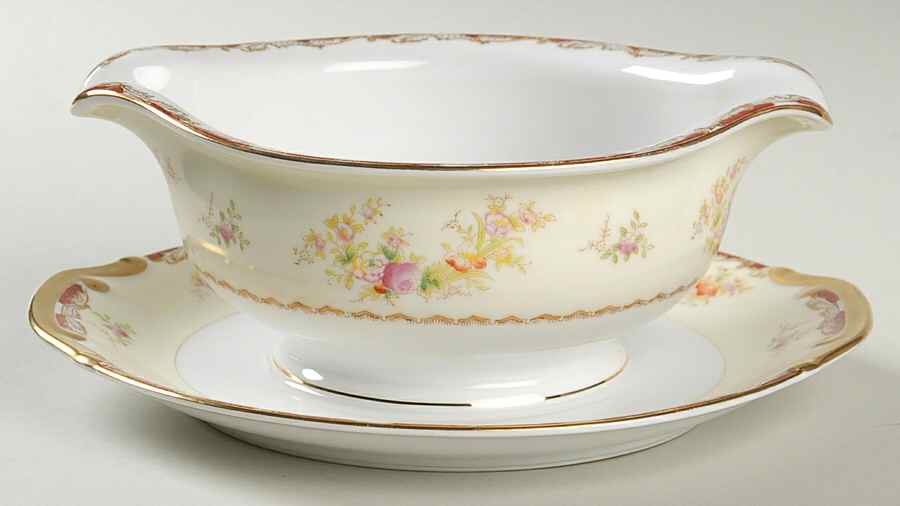 V1924 Gravy Boat with Attached Underplate by Meito-1