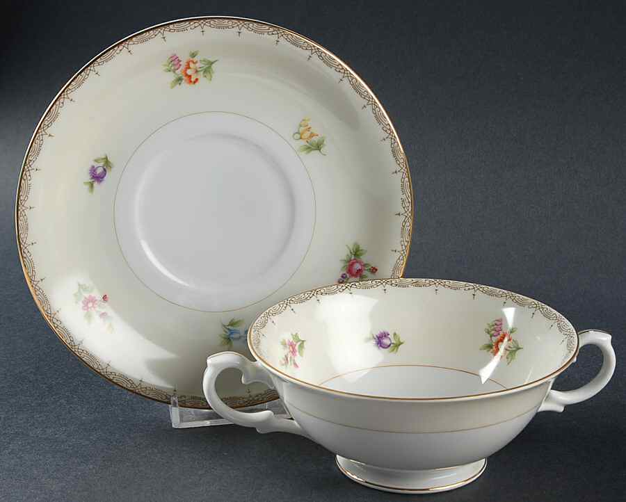 V2070 Footed Cream Soup Bowl & Saucer Set by Meito-1