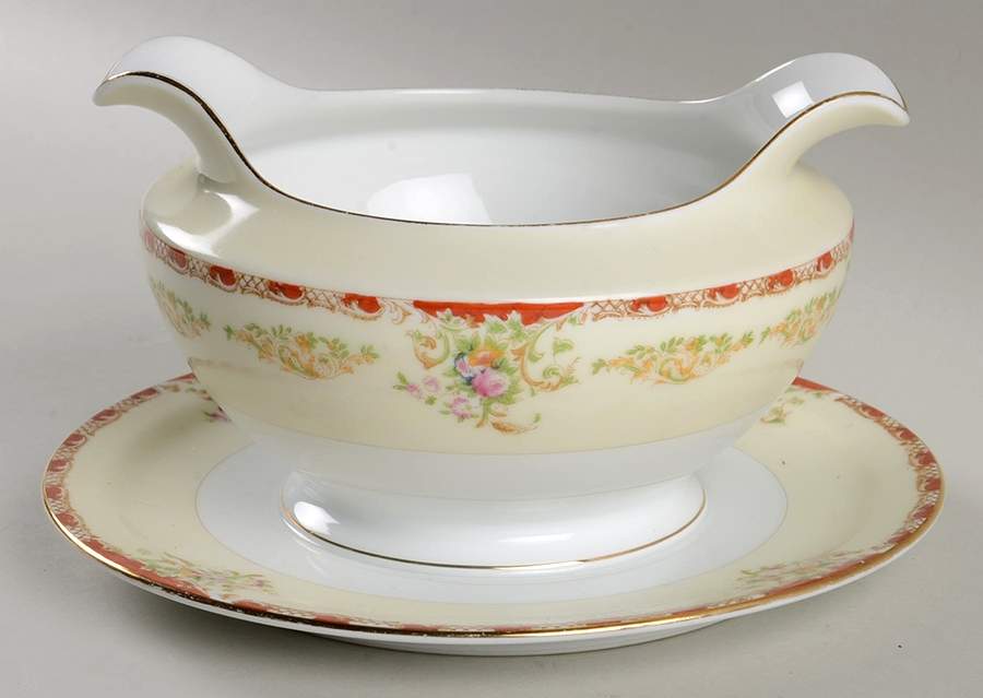 V2163 Gravy Boat with Attached Underplate by Meito-1