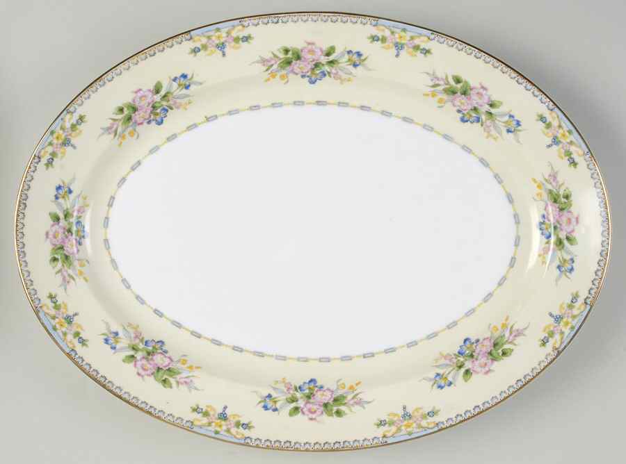 Virginia (No Floral Center) 16" Oval Serving Platter by Meito-1