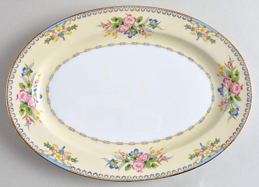 Virginia (No Floral Center) 11" Oval Serving Platter by Meito-1