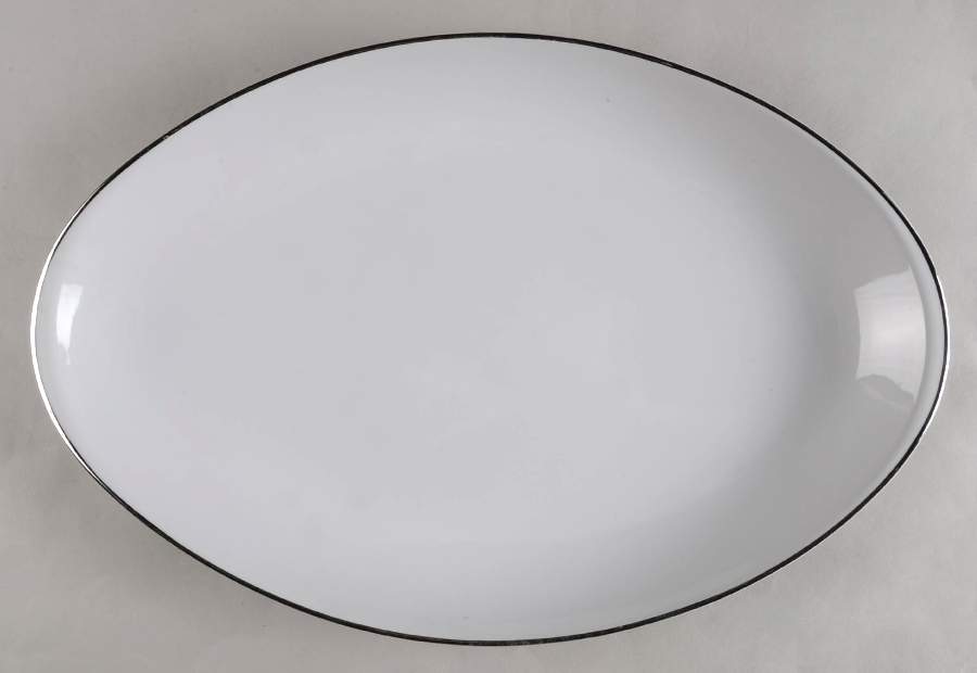 Wedding Ring (Platinum Trim) 16" Oval Serving Platter by Meito-1