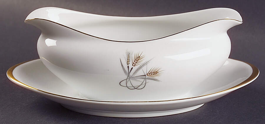 Wheat Gravy Boat with Attached Underplate by Meito-1