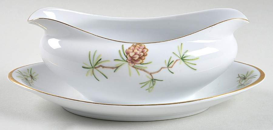 Woodland Gravy Boat with Attached Underplate by Meito-1