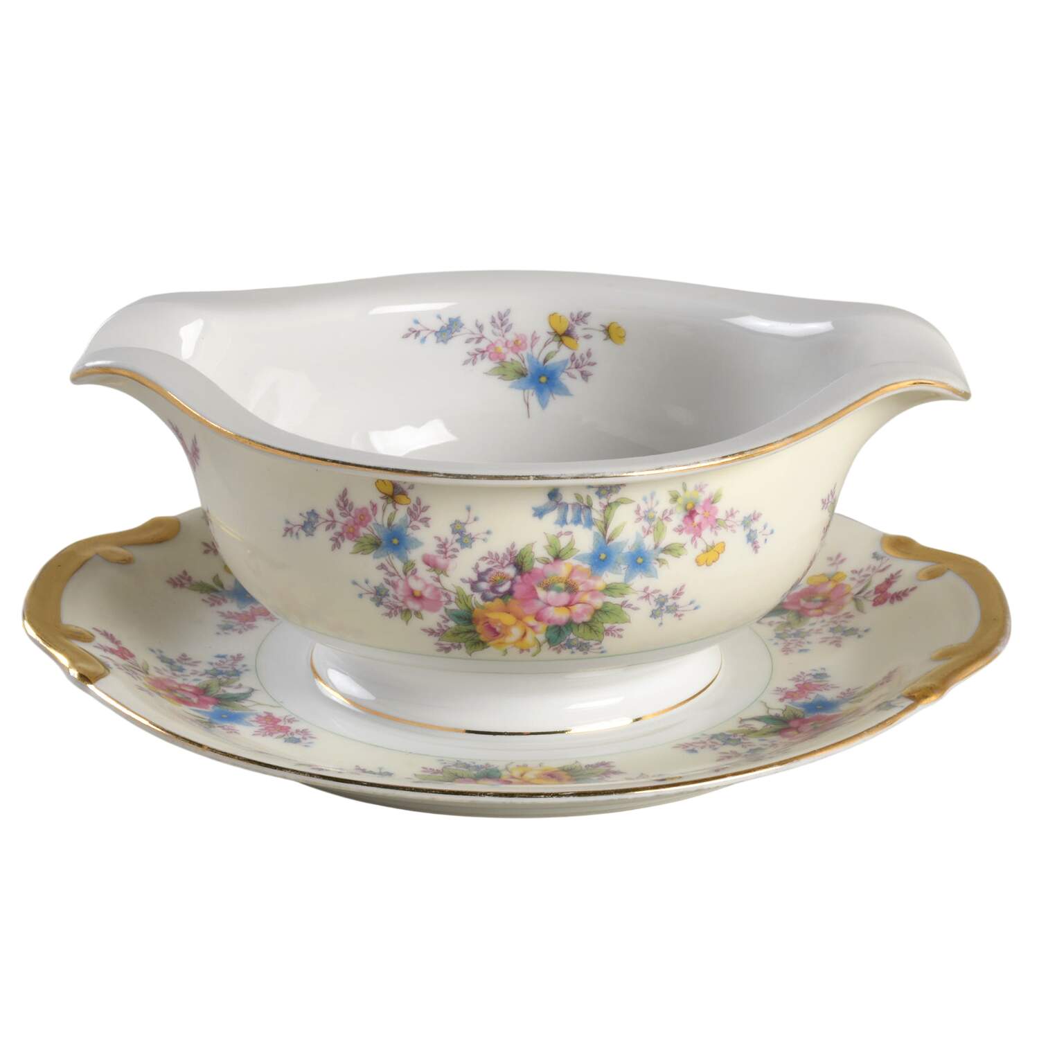 York Gravy Boat with Attached Underplate by Meito-1
