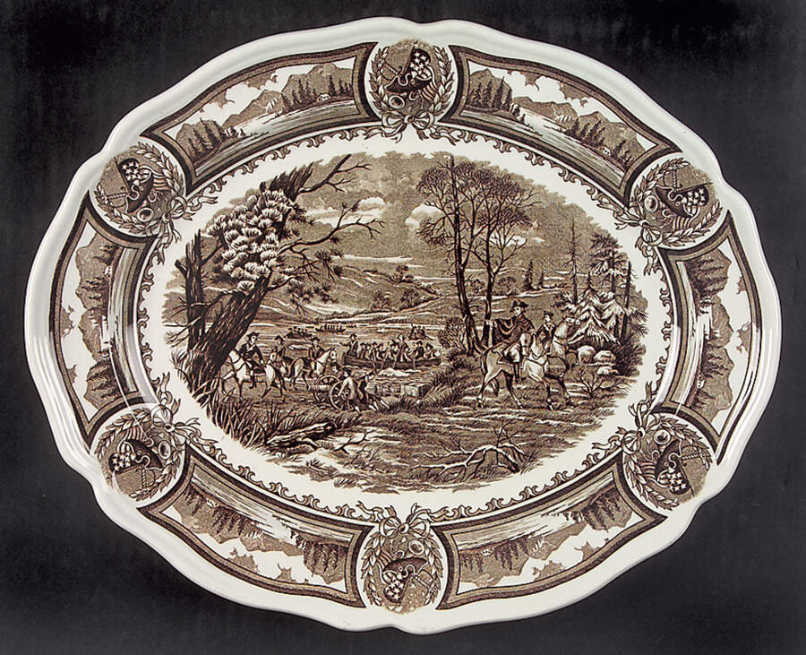 Americana Brown 12" Oval Serving Platter by J & G Meakin-1