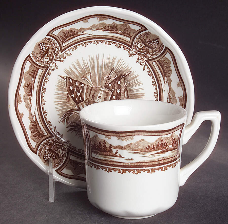 Americana Brown Flat Cup & Saucer Set by J & G Meakin-1