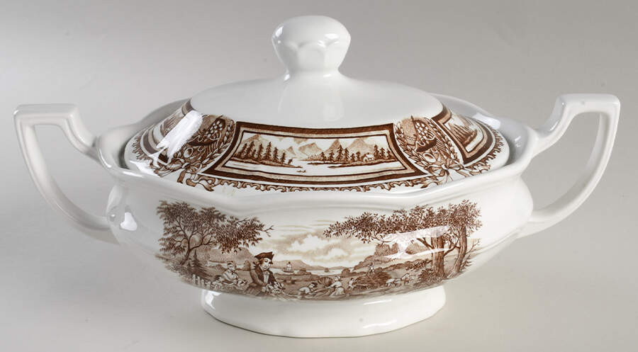 Americana Brown Oval Covered Vegetable by J & G Meakin-1
