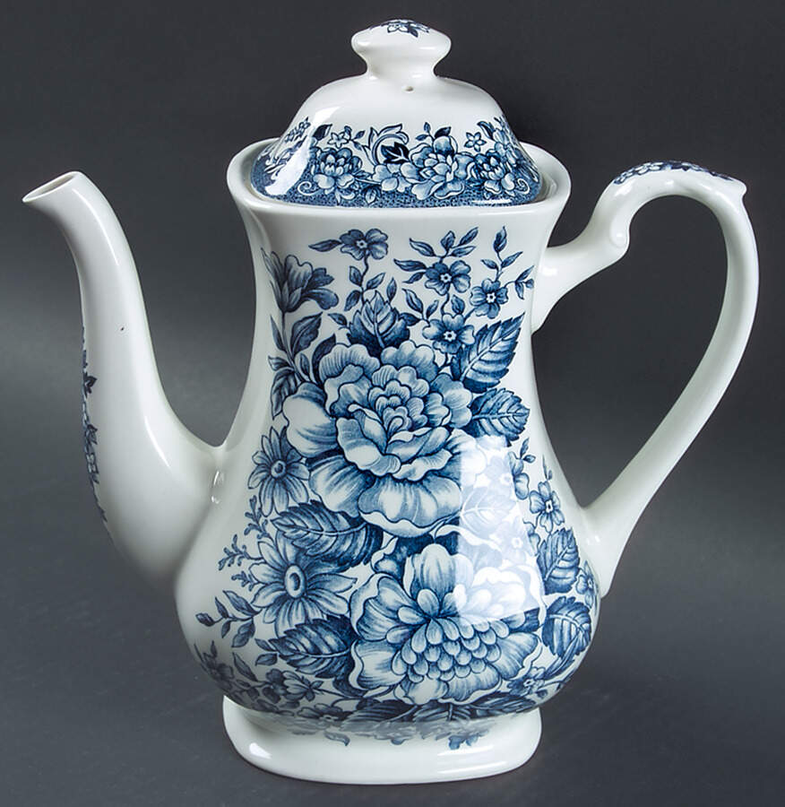 Avondale Blue Coffee Pot & Lid by J & G Meakin-1