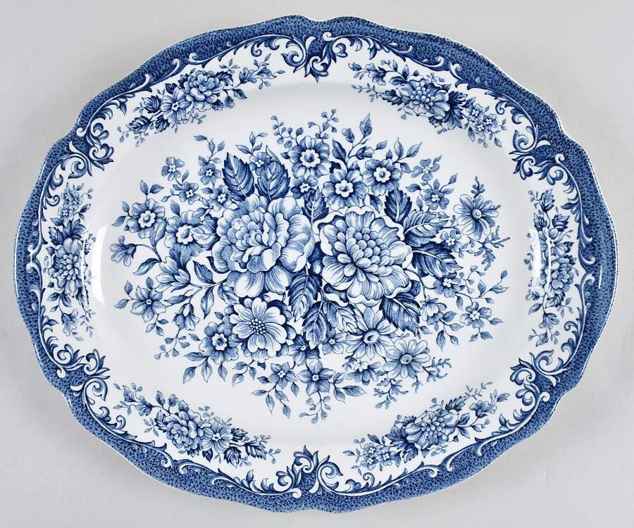 Avondale Blue 12" Oval Serving Platter by J & G Meakin-1