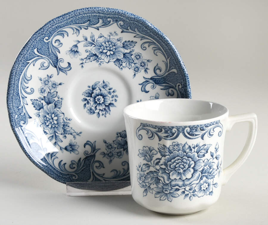 Avondale Blue Flat Cup & Saucer Set by J & G Meakin-1
