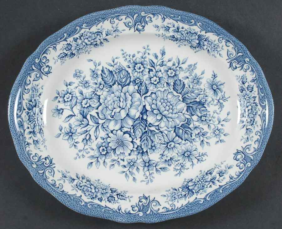 Avondale Blue 11" Oval Serving Platter by J & G Meakin-1