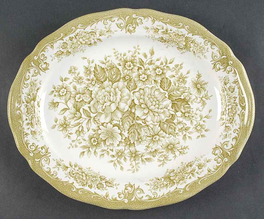 Avondale Green 12" Oval Serving Platter by J & G Meakin-1