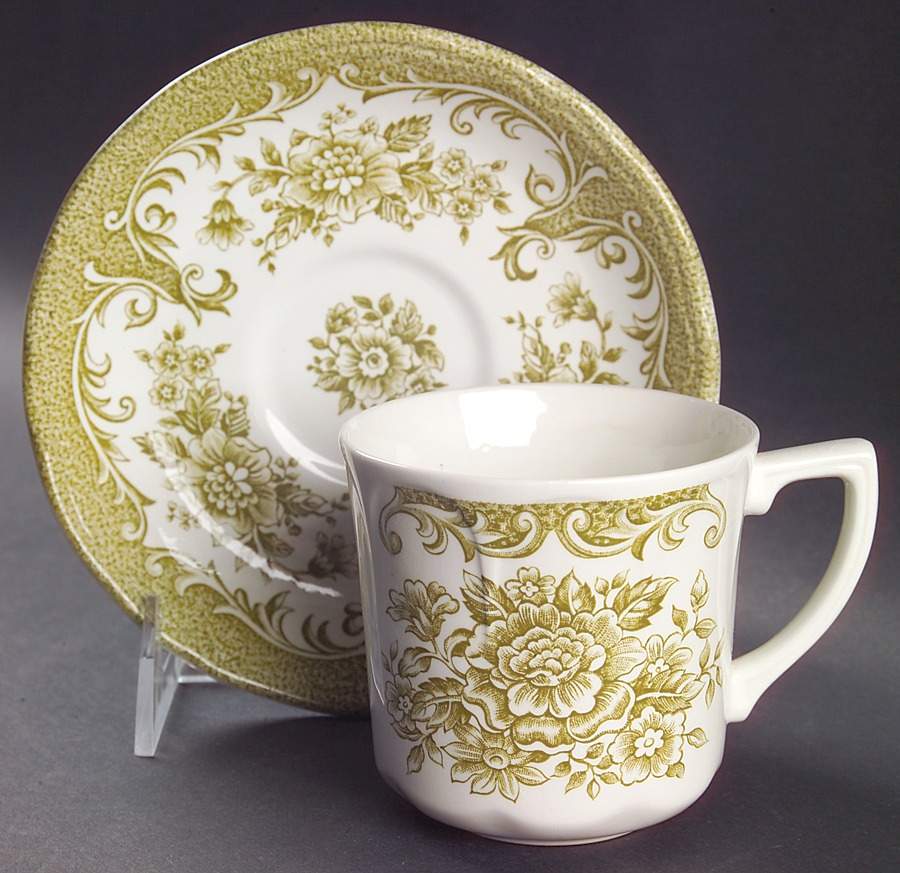 Avondale Green Flat Cup & Saucer Set by J & G Meakin-1