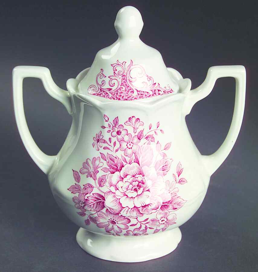 Avondale Pink Sugar Bowl & Lid by J & G Meakin-1