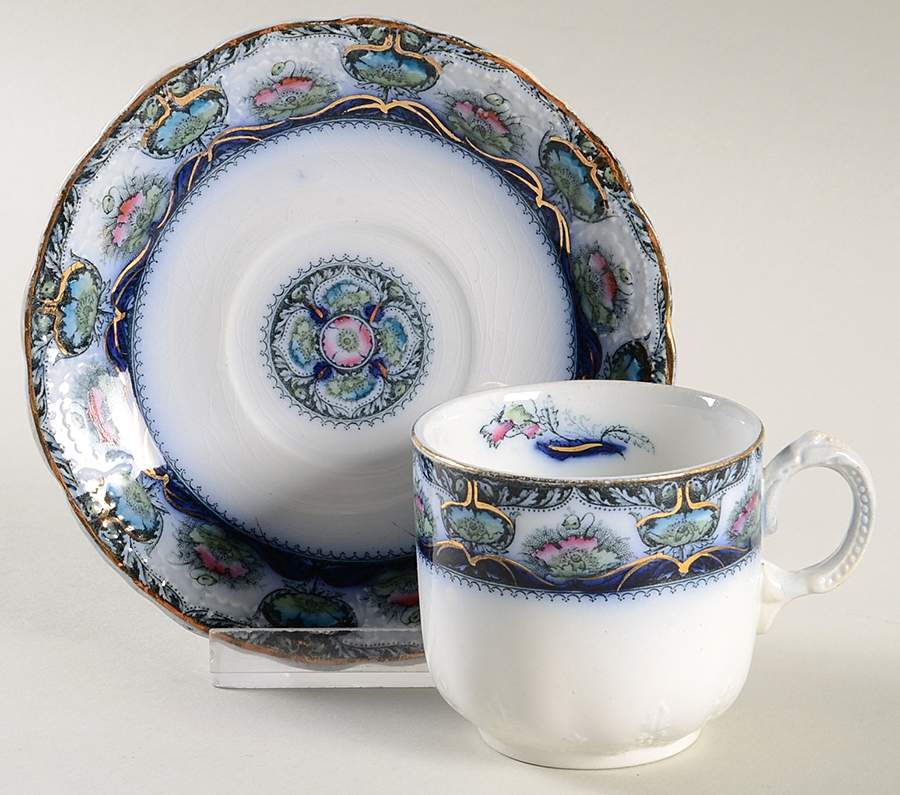 Balmoral Blue Multicolor Flat Demitasse Cup & Saucer Set by J & G Meakin-1