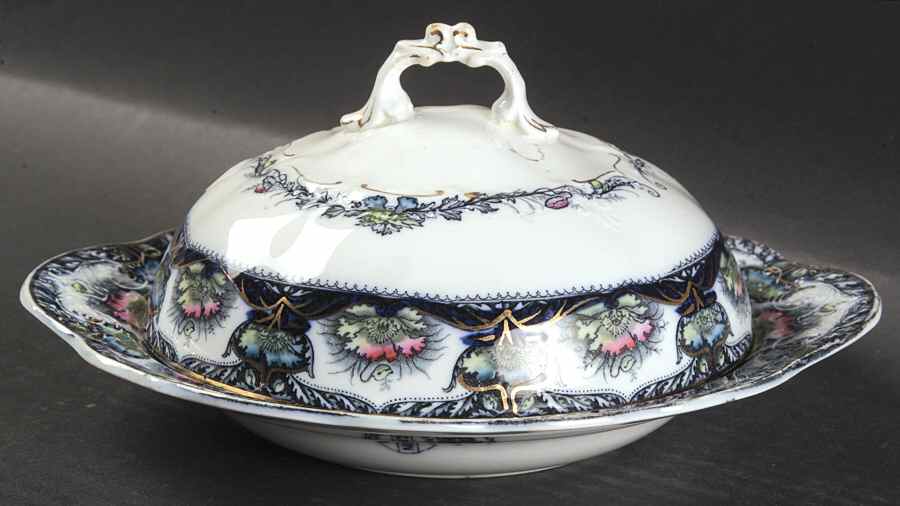 Balmoral Blue Multicolor Round Covered Butter by J & G Meakin-1
