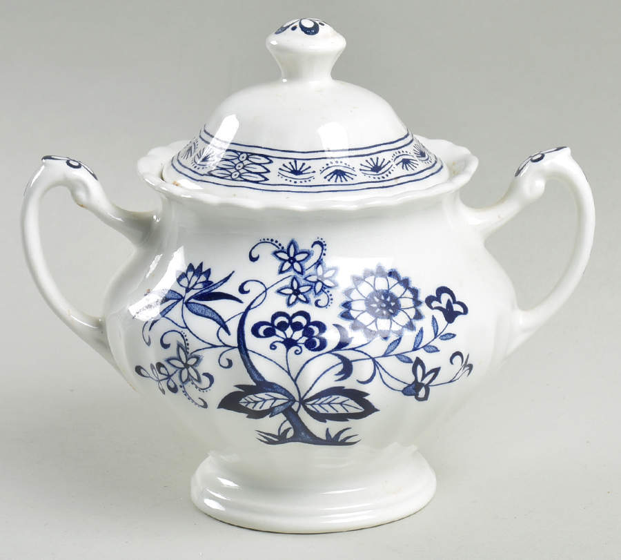 Blue Nordic Sugar Bowl & Lid by J & G Meakin-1