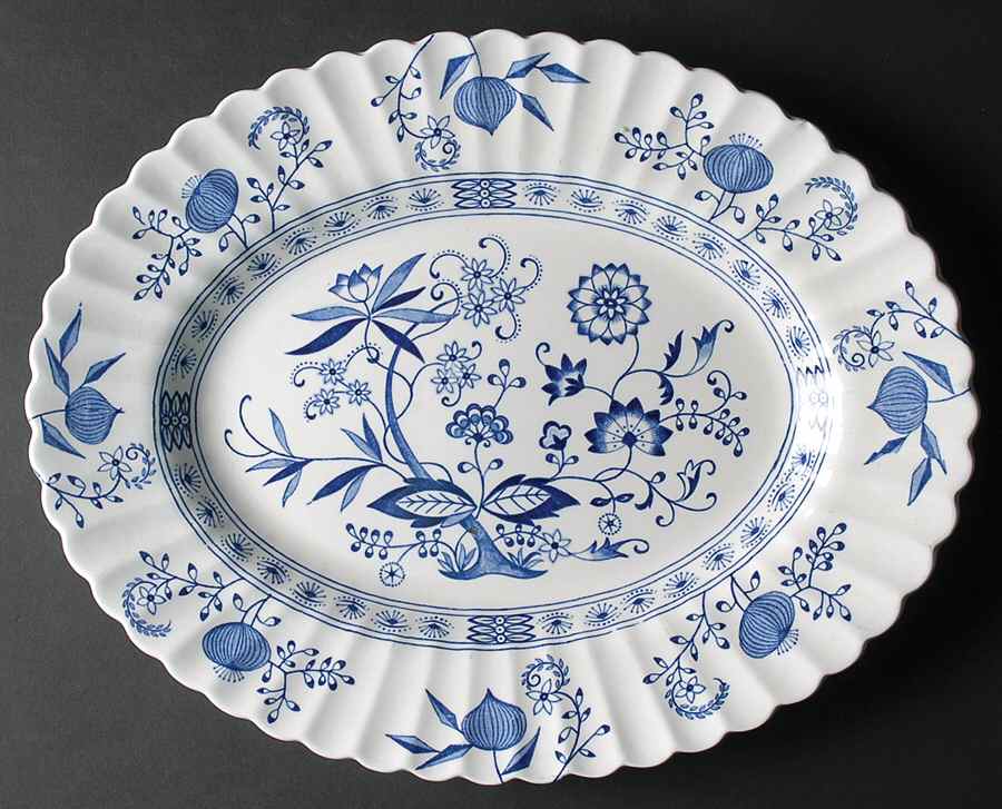 Blue Nordic 14" Oval Serving Platter by J & G Meakin-1
