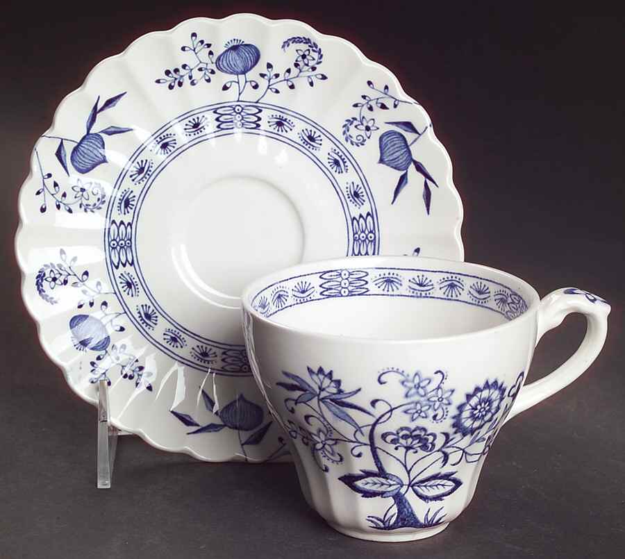 Blue Nordic Flat Cup & Saucer Set by J & G Meakin-1