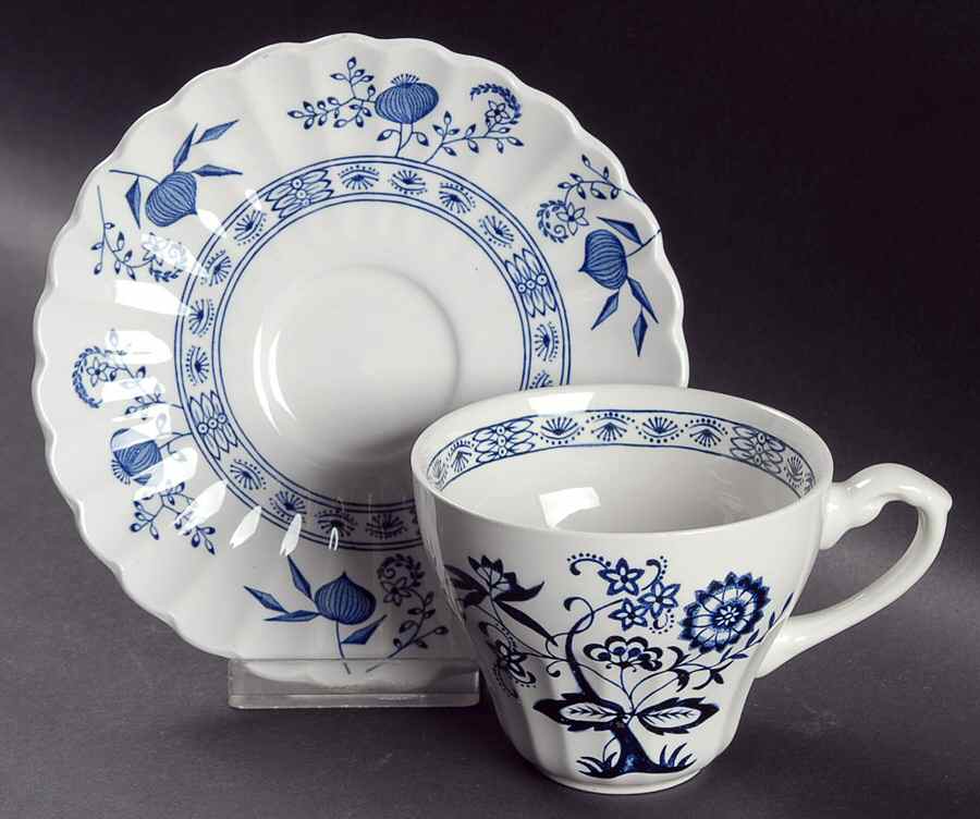 Blue Nordic Flat Cup & Saucer Set by J & G Meakin-1