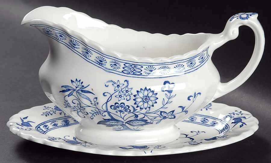 Blue Nordic Gravy Boat & Underplate/Relish by J & G Meakin-1