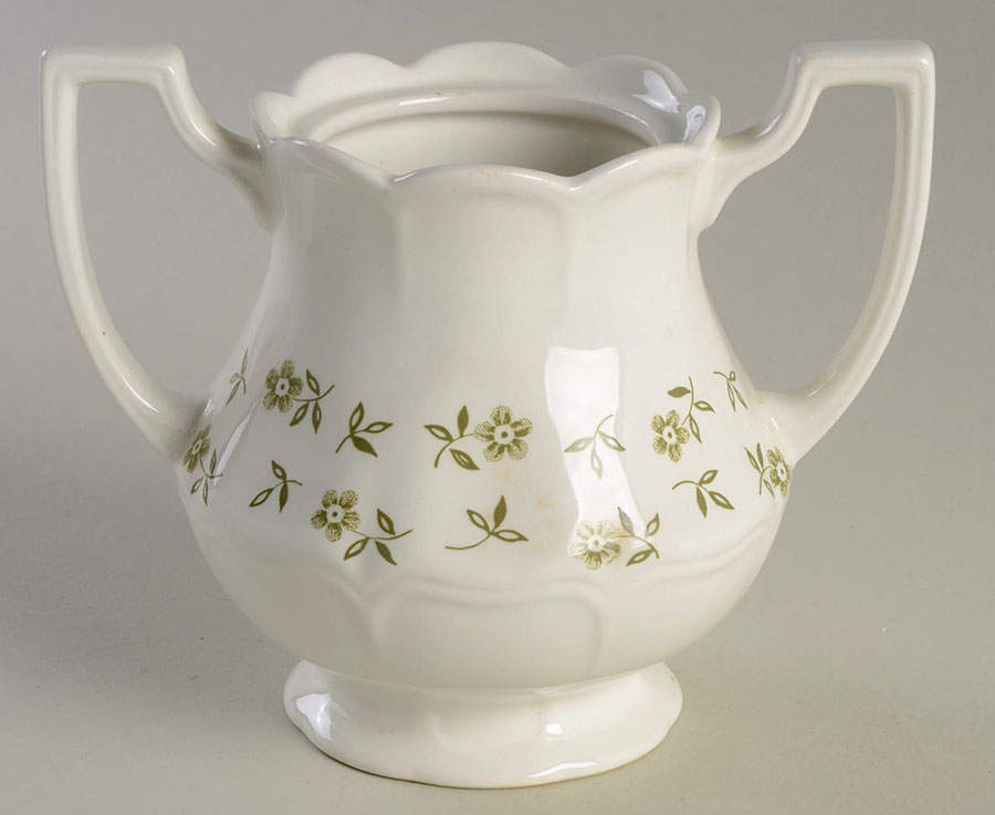 Blossom Time Green Sugar Bowl No Lid by J & G Meakin-1