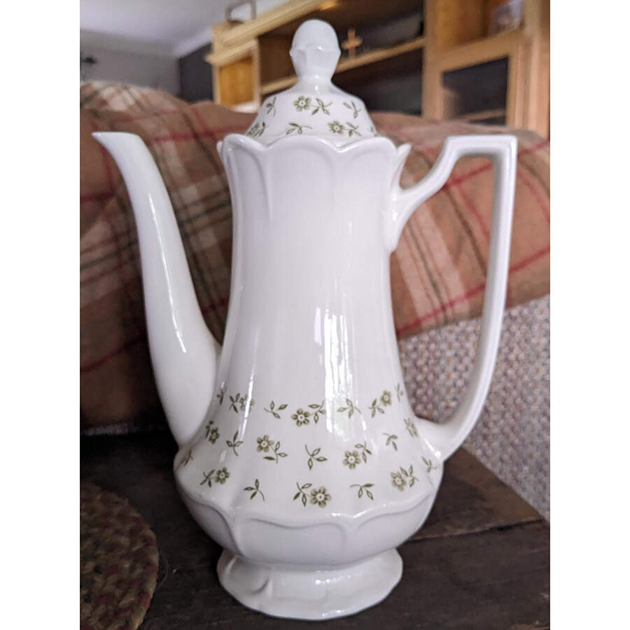 Blossom Time Green Coffee Pot & Lid by J & G Meakin-1