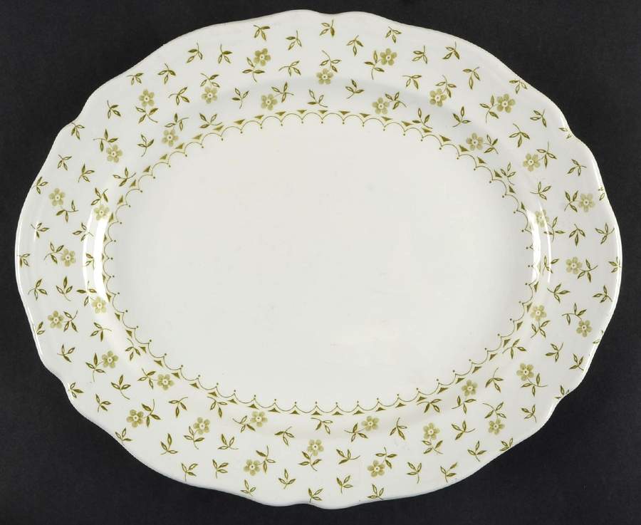 Blossom Time Green 12" Oval Serving Platter by J & G Meakin-1