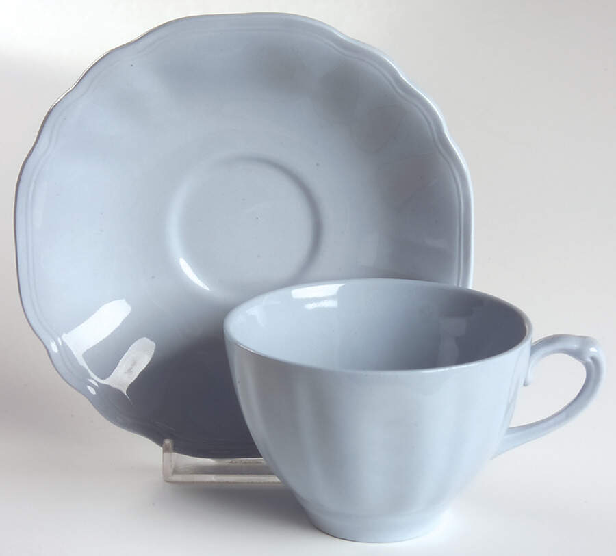 Glamour-Celeste Blue Flat Cup & Saucer Set by J & G Meakin-1