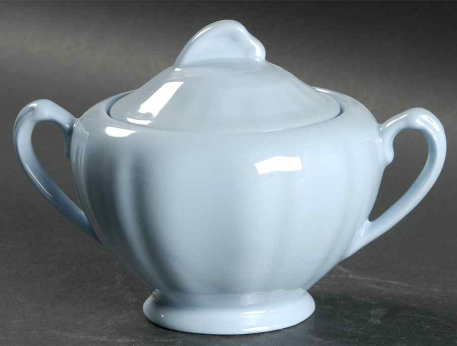 Glamour-Celeste Blue Sugar Bowl & Lid by J & G Meakin-1