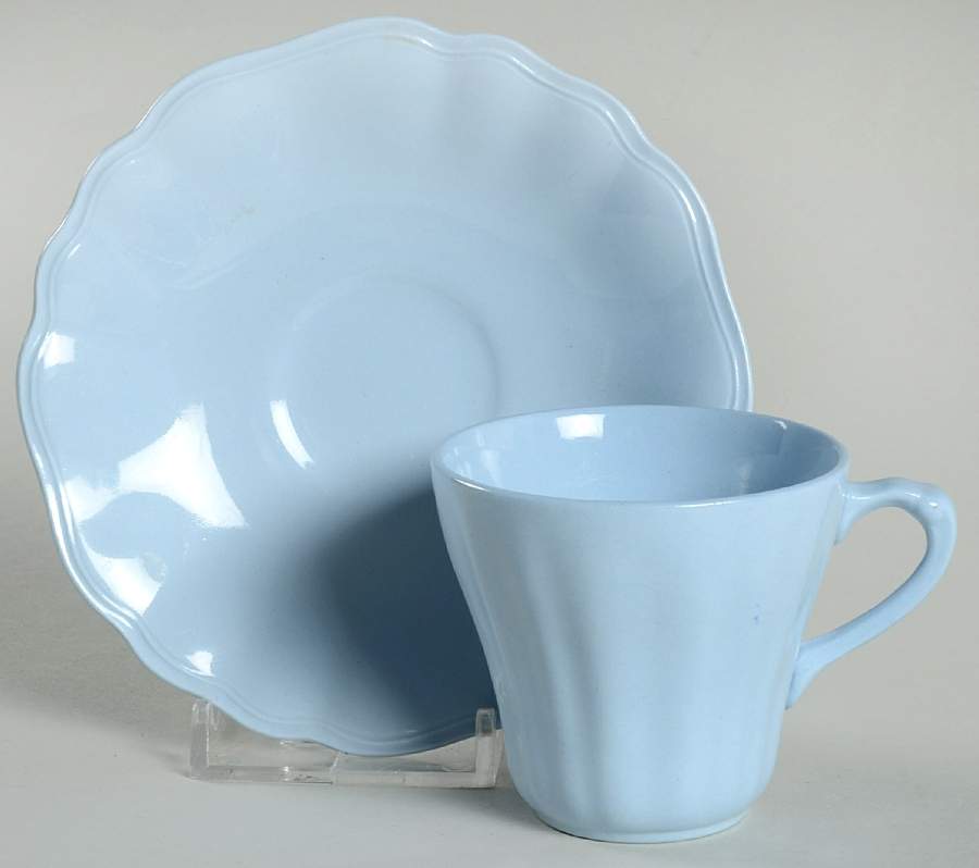 Glamour-Celeste Blue Flat Demitasse Cup & Saucer Set by J & G Meakin-1
