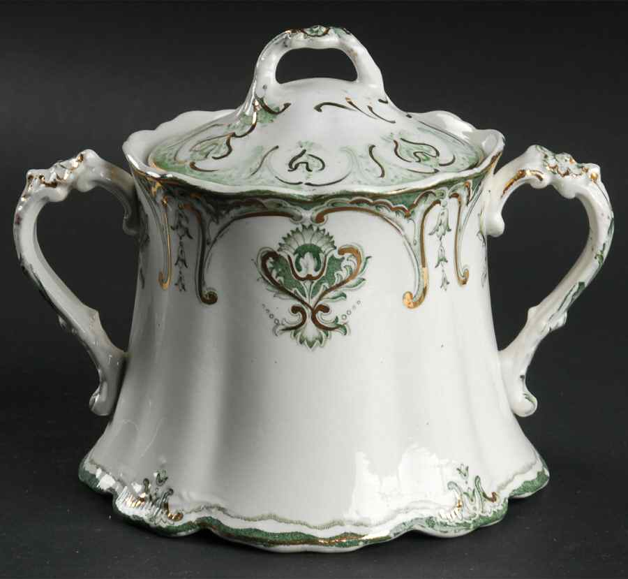 Chatham Green Sugar Bowl & Lid by J & G Meakin-1