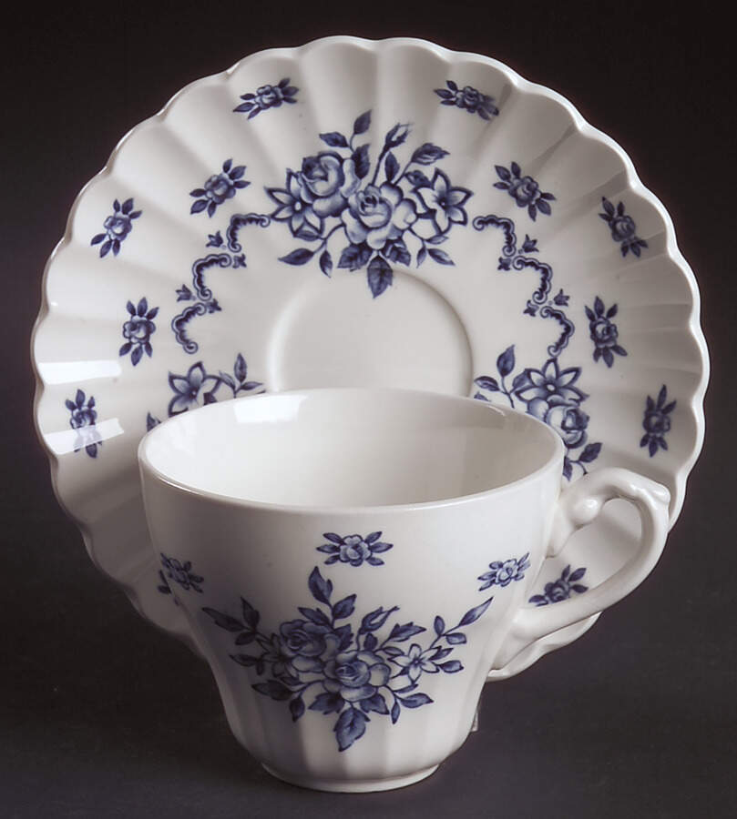 Chatsworth Blue Flat Cup & Saucer Set by J & G Meakin-1